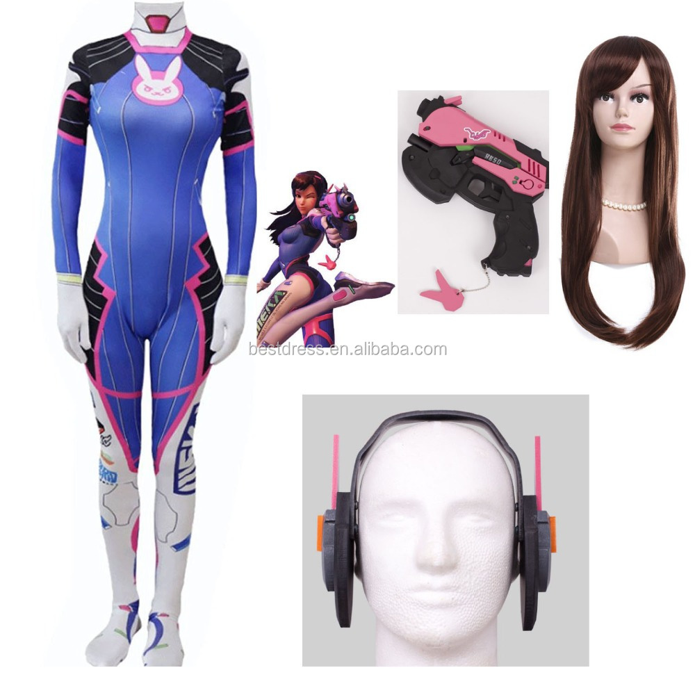 Ecowalson Overwatch OW D. Va D Va костюм для костюмированной вечеринки на Хэллоуин, зентай, комбинезон