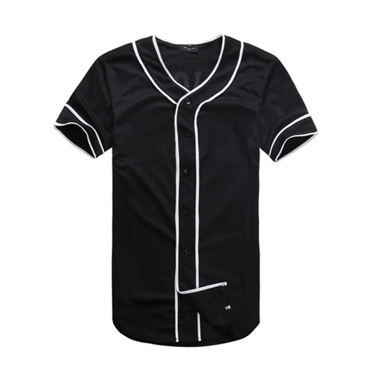Custom Made Black Stripe Baseball Uniforms Sublimation Printing Baseball Shirt