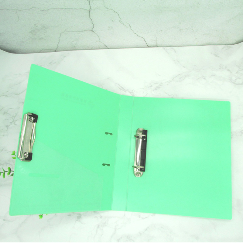 stationery factory custom color printed PP hard cover file folder with metal clip