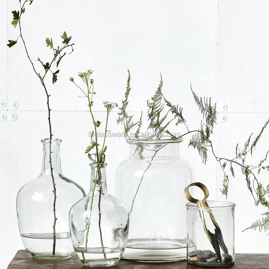 Home Deco clear nature inside with elegant transparent stylish glass vases
