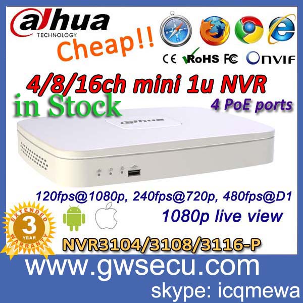 in stock dahua nvr nvr3104-p 4ch poe network nvr hdmi onvif 1080p full hd digital video recorder