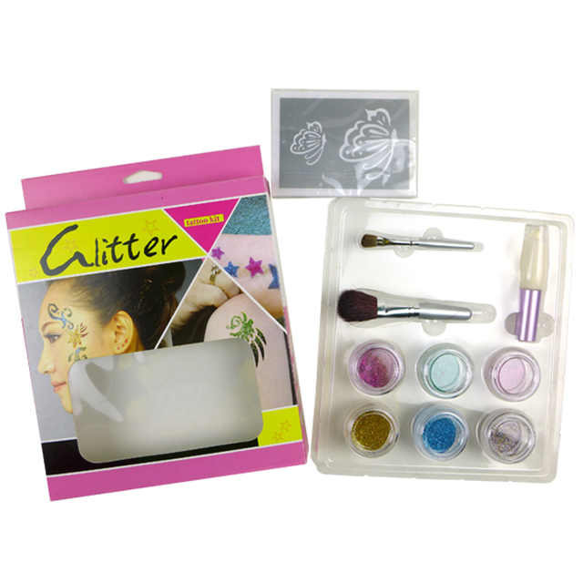 Golden Phoenix Glitter Tattoo Kit with 6 Large Gitters & Stencils Temporary Tattoo and Body Art