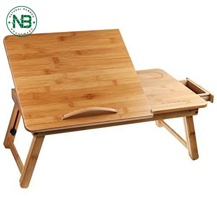 Portable bamboo foldable laptop table for office or home