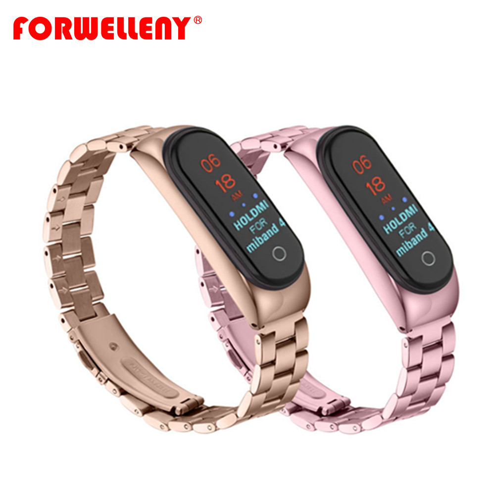 Forwelleny Высокое качество для Xiaomi Mi Band 6 5 4 3 браслет из нержавеющей стали браслеты заменить металлический ремешок