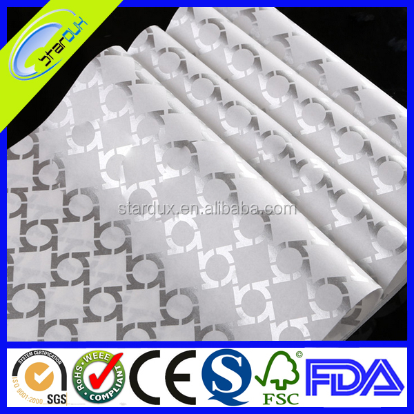 silver foiling logo tissue wrapping paper