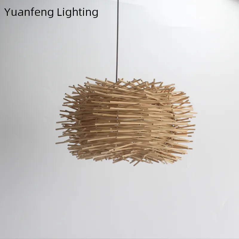 Hanging Nest Lamp Shade For Ceiling & Pendant Lamps, Handcraft Rattan Lamp cover