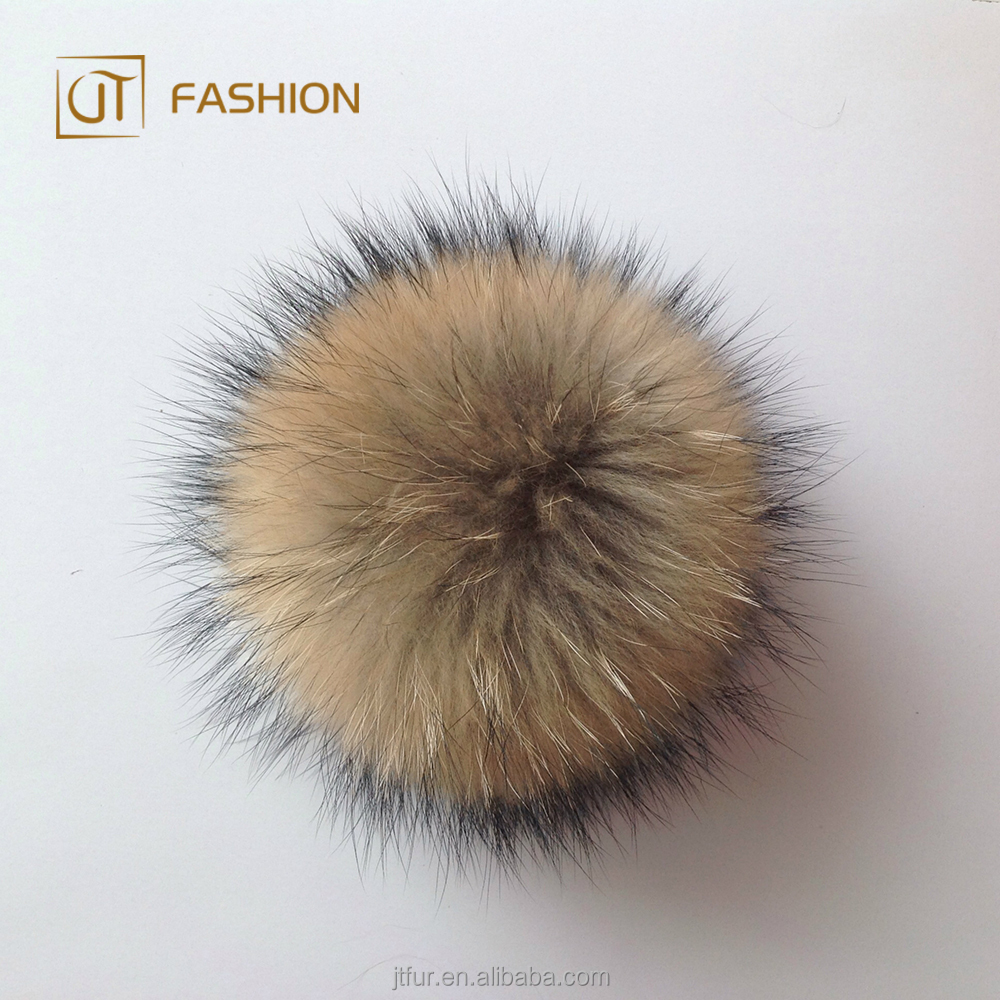 2018 оптовая продажа Jtfur супер большой натуральный мех Pom Мягкая Мода 18 см енота помпон