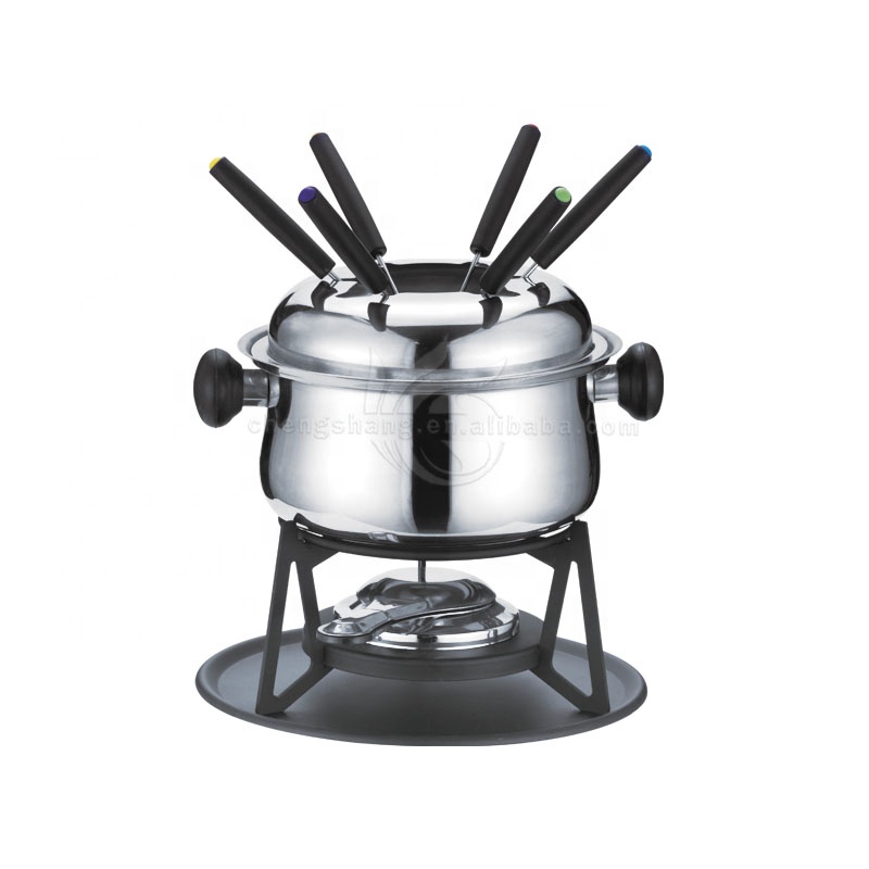 11pieces Lazy Susan Raclette Grill Stainless Steel Fondue Pot Set
