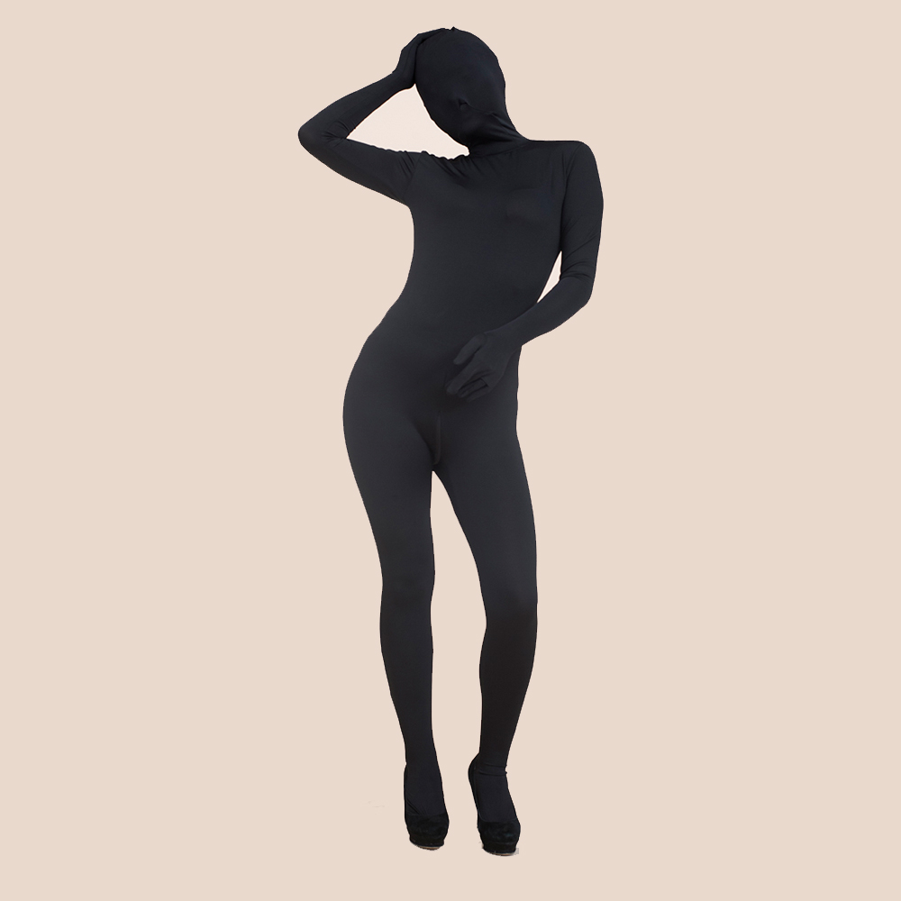 Китайский унисекс черный полный костюм zentai большого размера