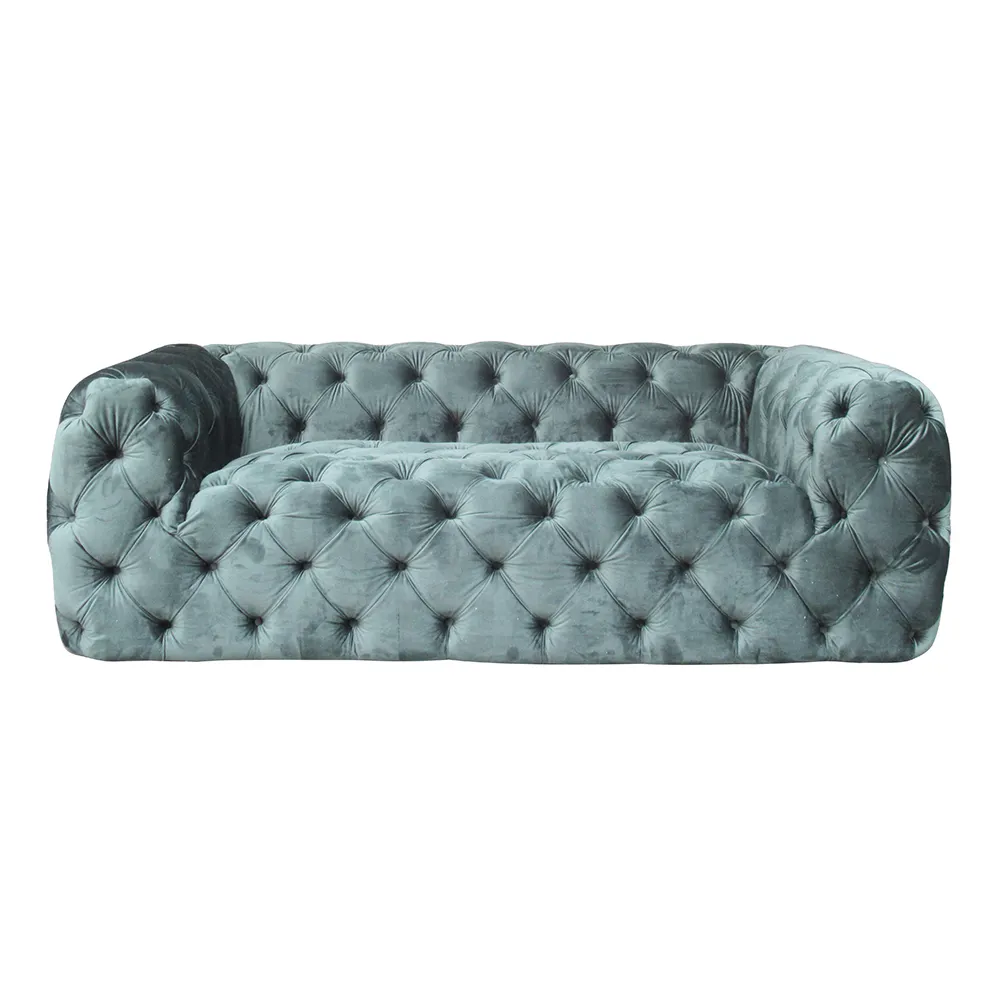 Upholstered Elegant Velvet Creative Single Button three seat Sofa For Living Room
