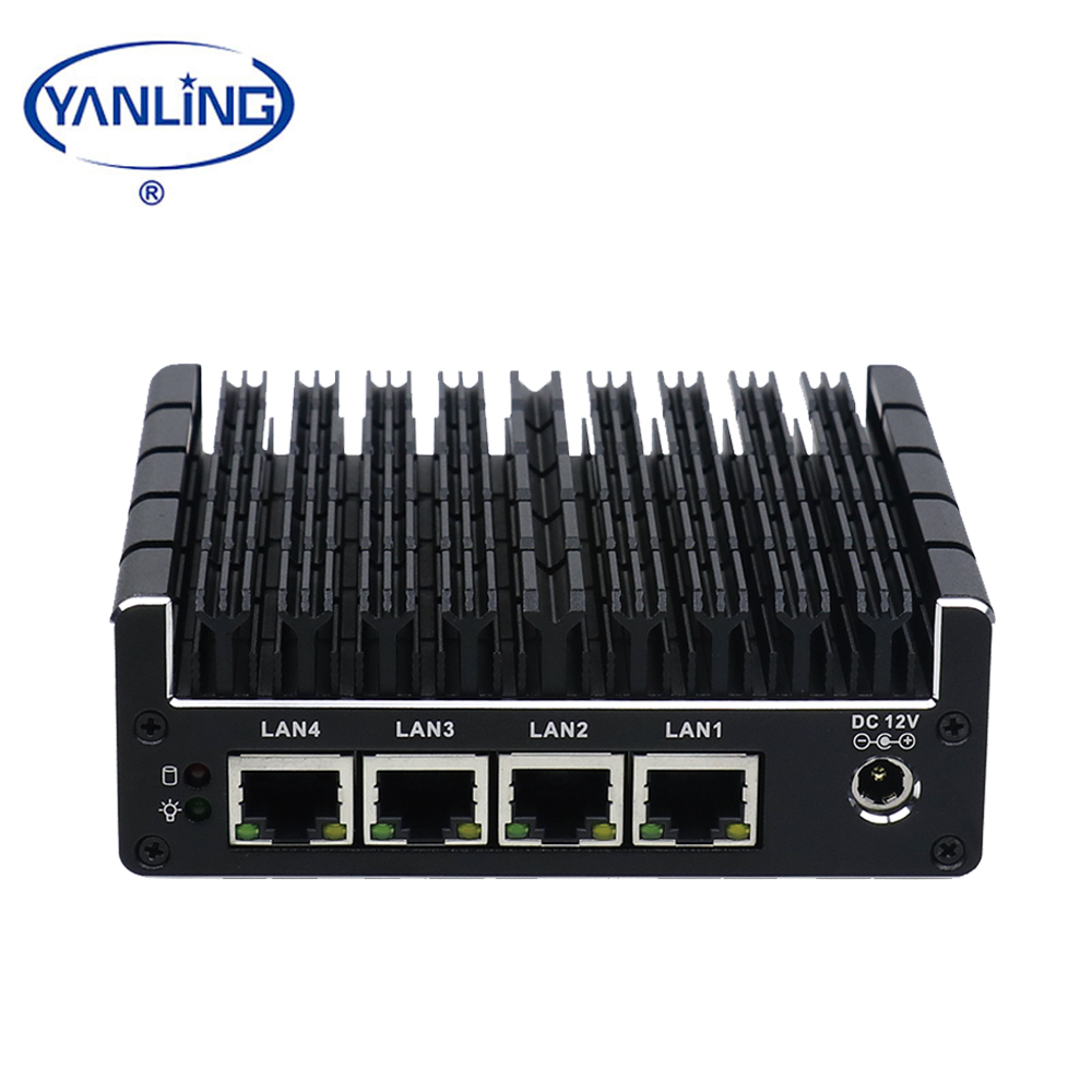 YanLing Intel J1360 Четырехъядерный 4 Lan Pfsense мини-ПК Безвентиляторный Компьютер с поддержкой AES-NI Star продукция для выставки CES 2019