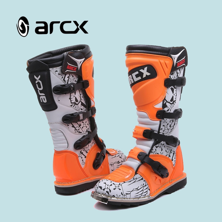 Спортивные гоночные мотоботинки ARCX, защитное снаряжение, профессиональные мотоциклетные внедорожные гоночные ботинки, дышащие кожаные мотоциклетные ботинки