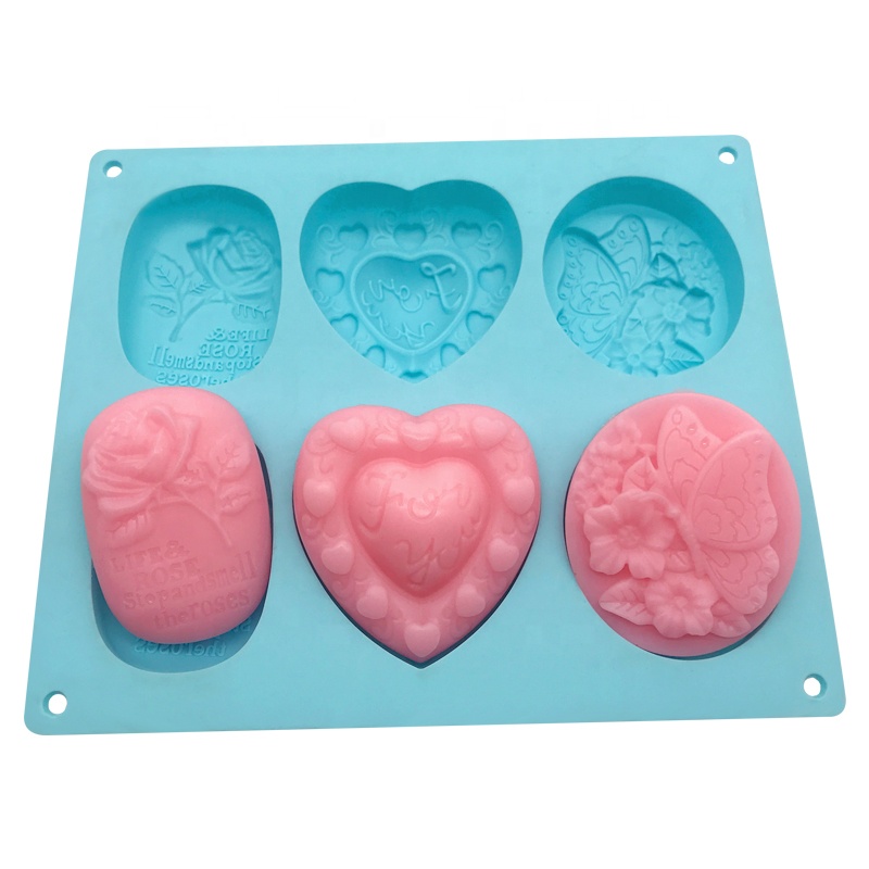 6 cavity BPA бесплатных пищевых мыло формы силиконовые, 3D рука бар силиконовые формы для мыла, ручная работа, машина для производства мыла прессформы