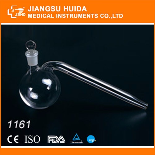 Lab Borosilicate Glass Distilling Flask with side tube Manufacturer