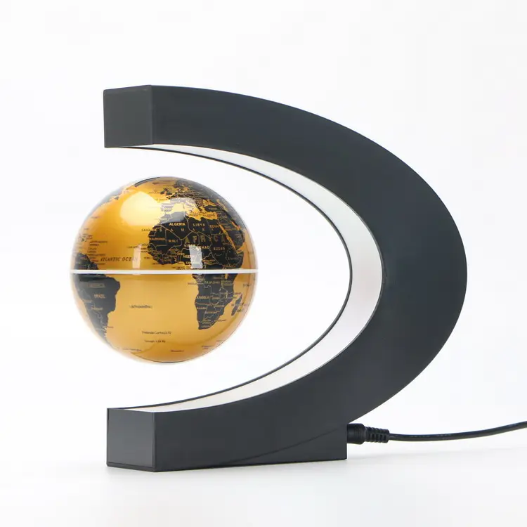 Rontion Decorative Rotating Light World Globe With Wood Base