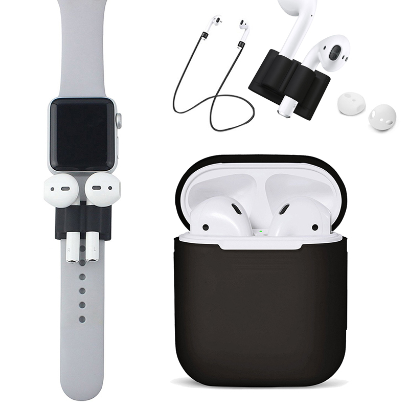 Силиконовый чехол для Apple AirPod, 4 шт./компл., защитный чехол, ремешок против потери и ушной чехол, крючки, крылья для наушников