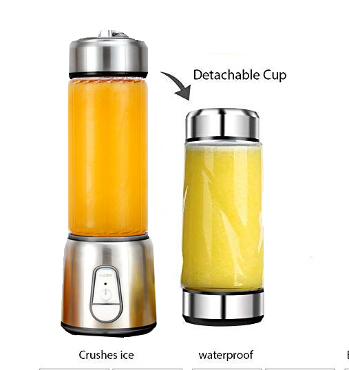 Лучшие продажи 6 лезвий USB зарядка батареи smoothie Блендер с стеклянной чашкой