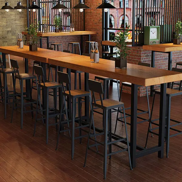 modern design industrial restaurant black metal bar stool with wood seat