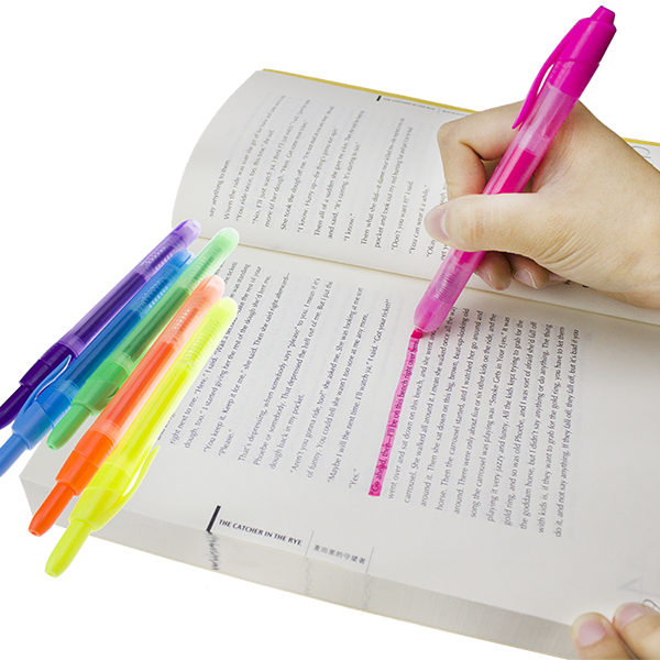 Push Button Retractable For Markering On Books Wax Pill Highlighters Stick School Highlight Crayon Highlighter Marker Pen Set