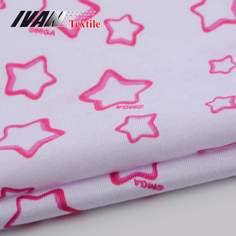Printed fabrics for garments poly spun no spandex star pattern printed fabrics for children garments