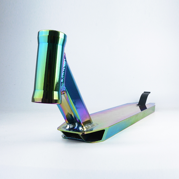 Vacuum Rainbow Neo-chrome Aluminium Material Color Stunt Scooter Deck For Pro Skaters