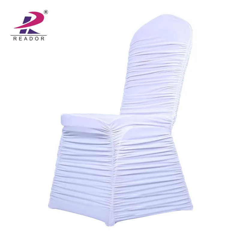Cheap white ruched spandex banquet chair covers wedding decoration