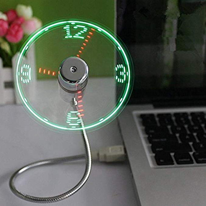 Вентилятор USB светодио дный светодиодными часами, самопрограммируемый