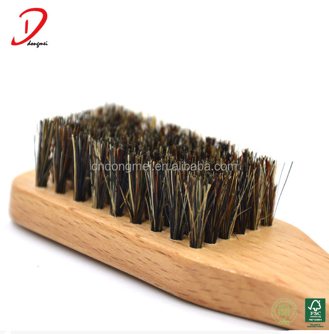 Customized Logo Long Wooden Handle Hard Boar Bristle Hair Beard Brush