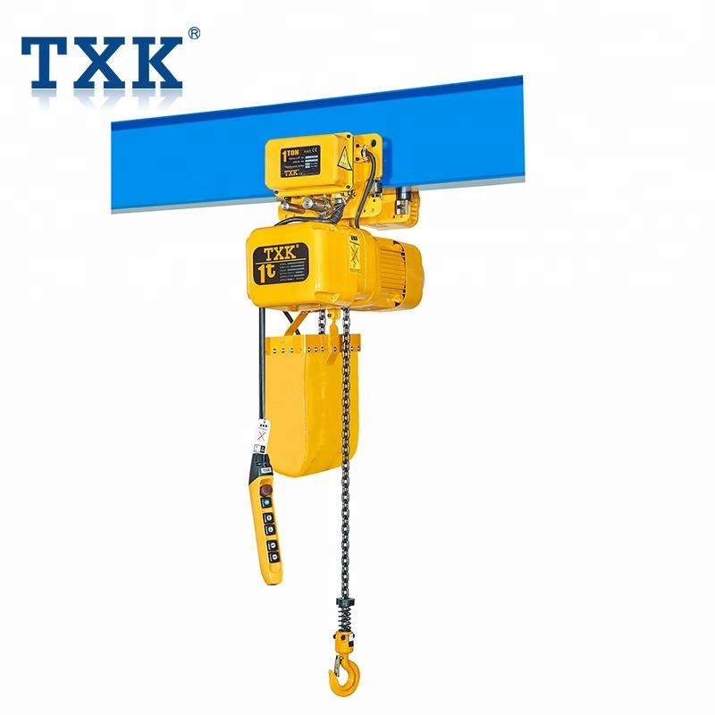 TXK ER2 1ton electric chain lifting hoist manufacturer with trolley with inverter