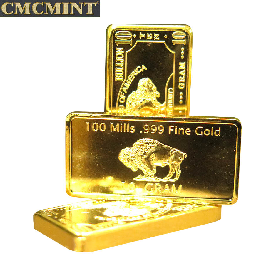 10 г 24k позолоченная латунная балка буйвола C26