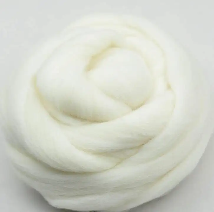 Hot Sale Natural White Wool Roving Fiber Spin