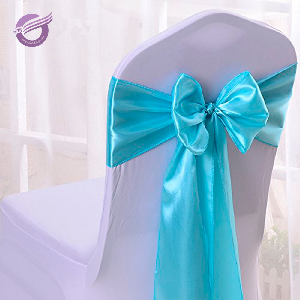 BS00042 angled ends shiny satin aqua chair sash