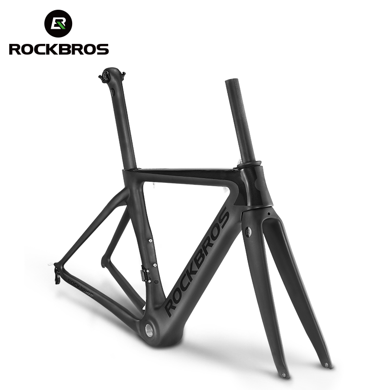 ROCKBROS T800 углеродное волокно супер легкая прочная 700C 510/540/560 мм Di2 Механическая BSA матовая рама + вилка + гарнитура велосипедная Рама