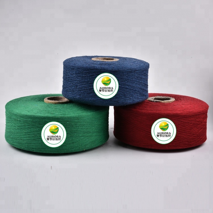 NE3/1 Knitting sale blended cotton dark red green blue three colors blanket yarn