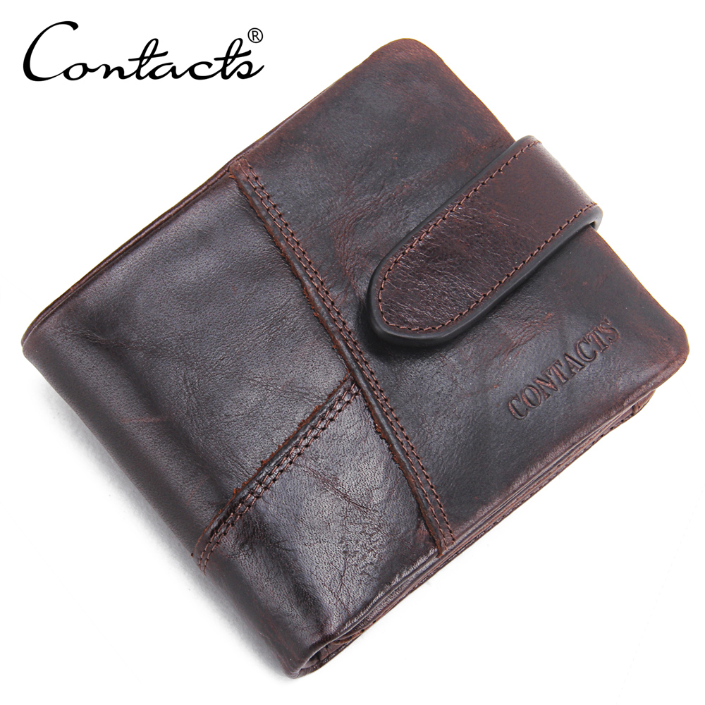 Кошелек CONTACT'S мужской тройного сложения из кожи Крейзи Хорс