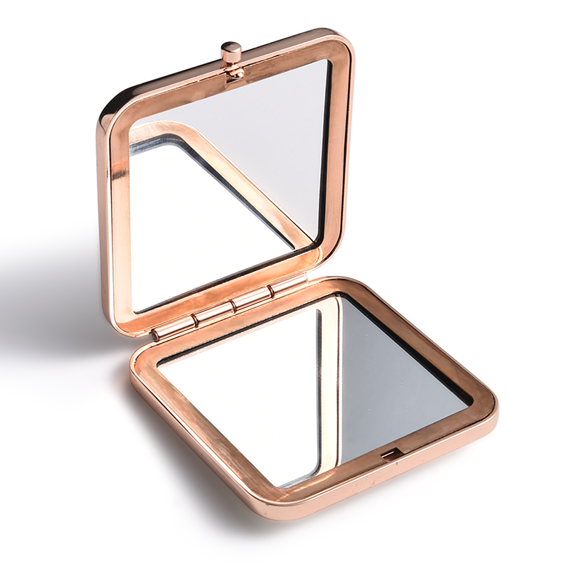 Portable Square Folded Compact Mirrors Rose Gold Antique Pocket Cosmetic Mirror For Make Up