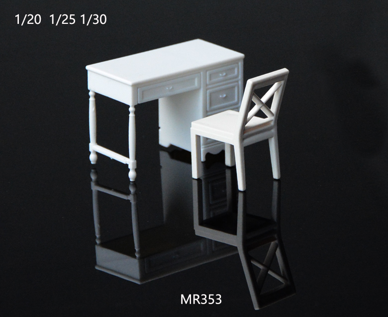 2018 1:20 Scale White Plastic Model office chair table