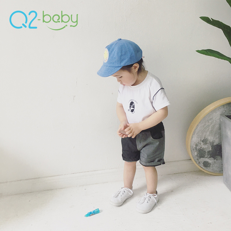 Q2-baby оптом для детей ясельного возраста летняя одежда, с круглым вырезом, Детская футболка с коротким рукавом, футболки
