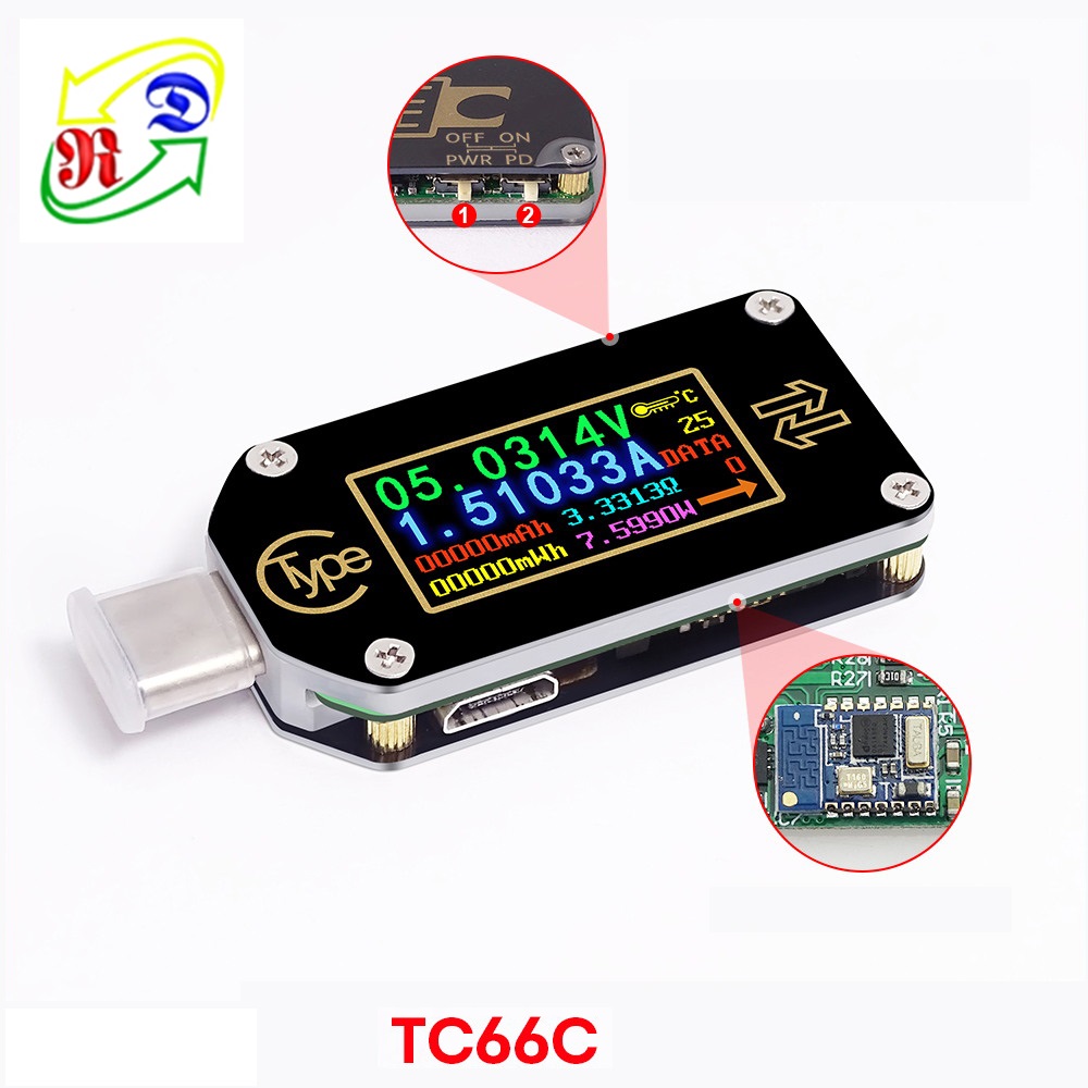 RD TC66C usb-кабель с портом типа C PD триггер USB Вольтметр Амперметр постоянного тока 2 way напряжение переменного тока метр Цифровой мультиметр USB Тестер
