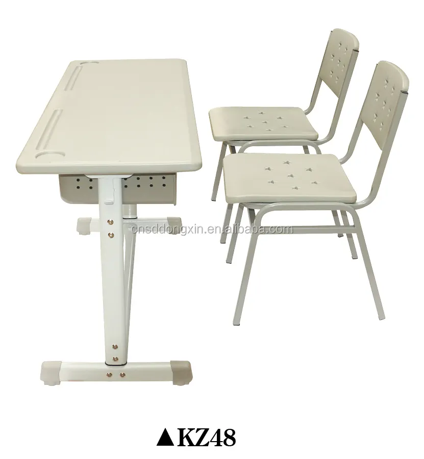 KZ48 Fashionable double seats table and Plastic table and chairs of school furniture