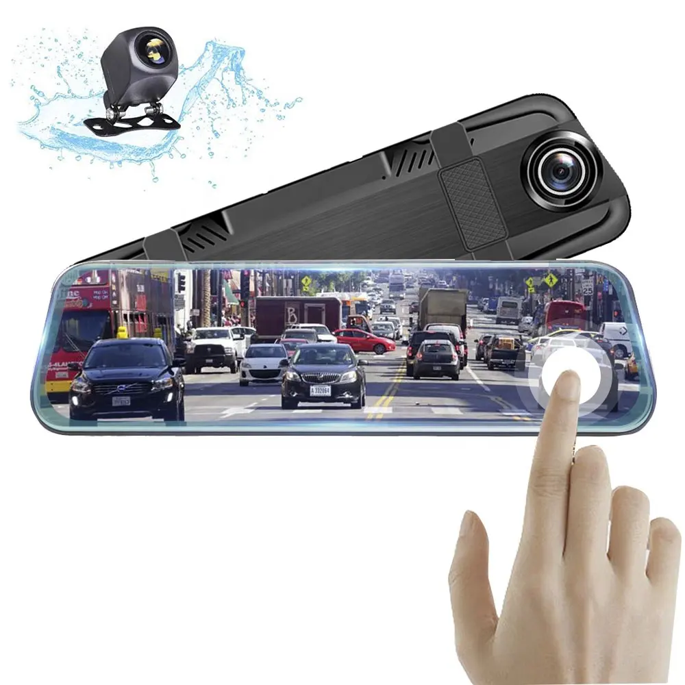 Yikoo OEM espejo retrovisor mirror dash camera 10 inch touch screen car recorder parking monitor rearview mirror car camera