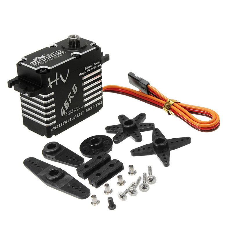 JX/OEM BLS-HV7146MG сервопривод 46 кг Высоковольтная стальная шестерня Полностью CNC алюминиевый бесщеточный сервопривод Стандартный для радиоуправляемого самолета автомобиля робота