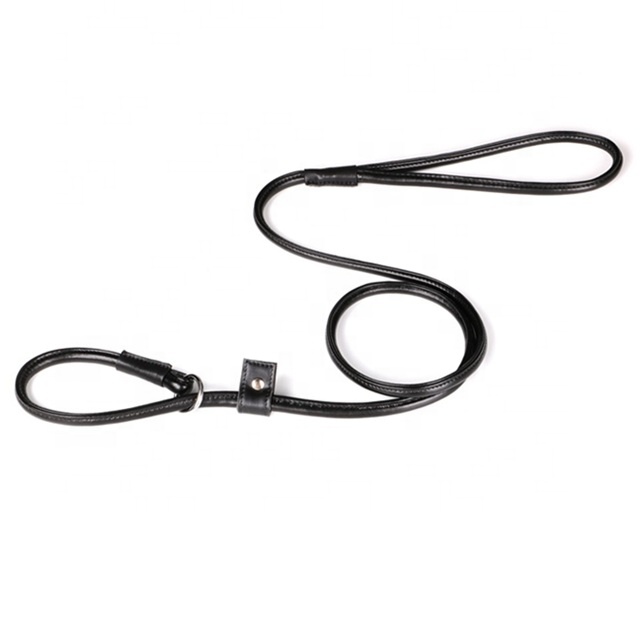Custom Rolled Leather Dog Leash Collardirect Rolled Pu Leather Dog Show Slip Lead 8Mm*4Ft Small And Medium Pet Leash