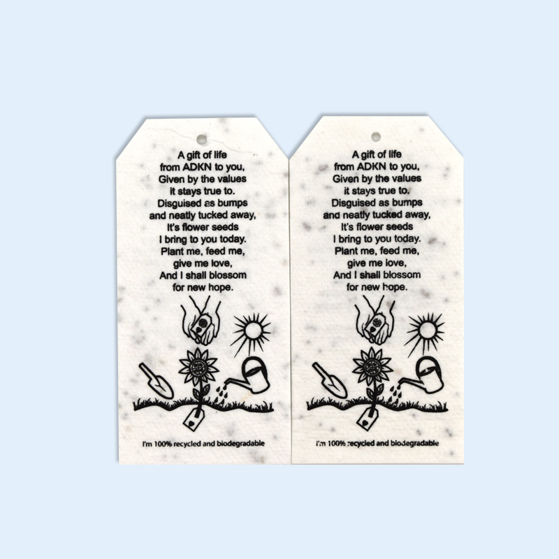 Custom prints plantable seed paper hangtag