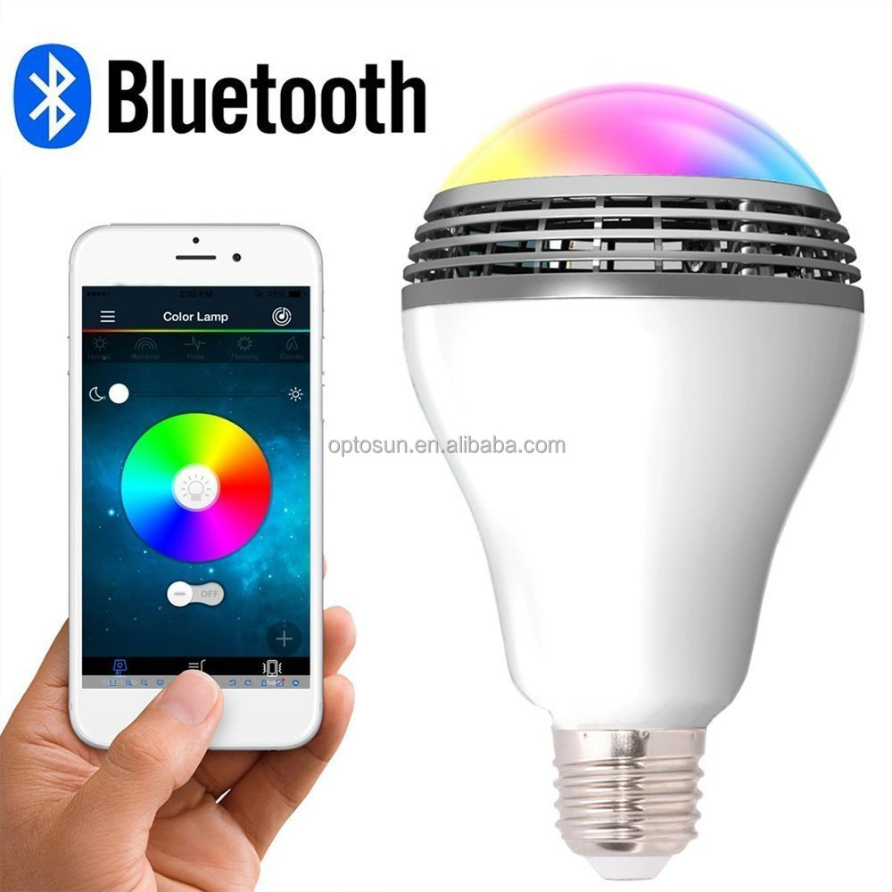 Умный светодиодный светильник лампа с Bluetooth 4,0 динамик, E27 затемненный многоцветный LED Цвет меняющийся светодиодный светильник s
