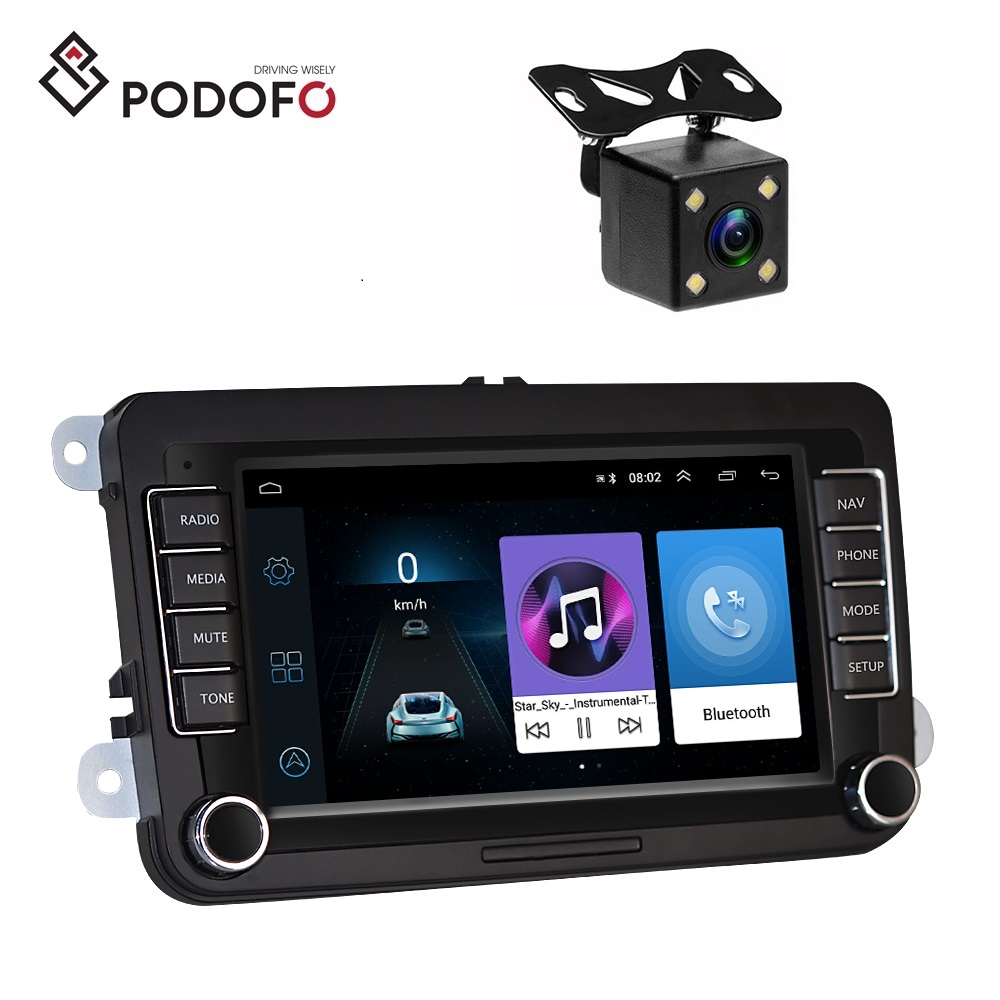 Podofo Android 2 Din 7 ''Автомобильная Стерео Радио авторадио GPS BT FM камера для VW/Volkswagen/PASSAT/POLO/GOLF 5 6/TOURAN + задняя камера