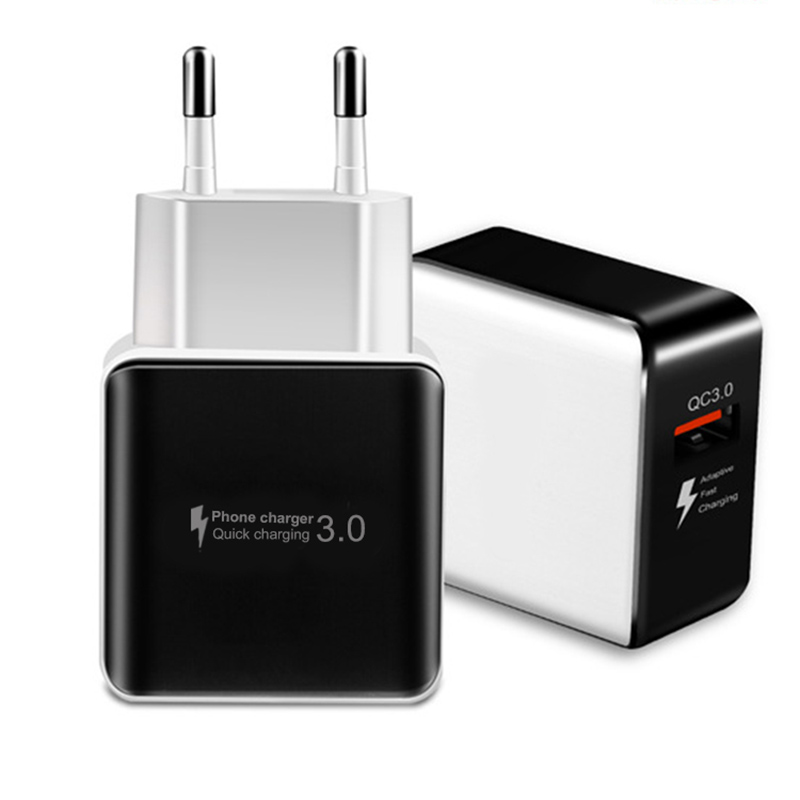 USB зарядное устройство Быстрая зарядка 3,0 быстрое зарядное устройство штепсельная вилка ЕС один USB порт быстрая зарядка для iPhone, штепсельная вилка США QC3.0 USB настенное зарядное устройство