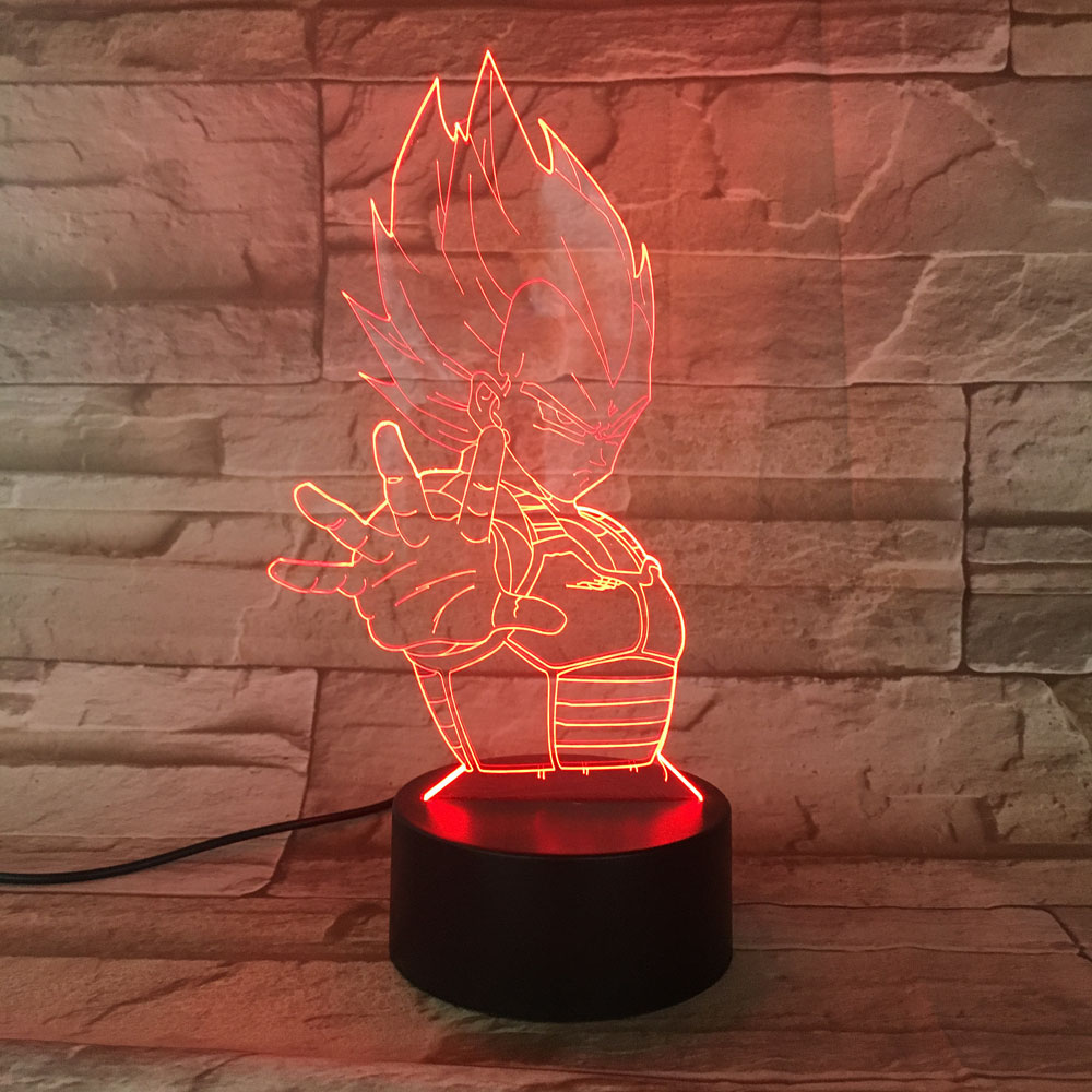 Lampara Dragon Ball Z Super Saiyan God Goku экшн-фигурки 3D настольная лампа 7 цветов меняющая ночник для мальчиков подарки для детей