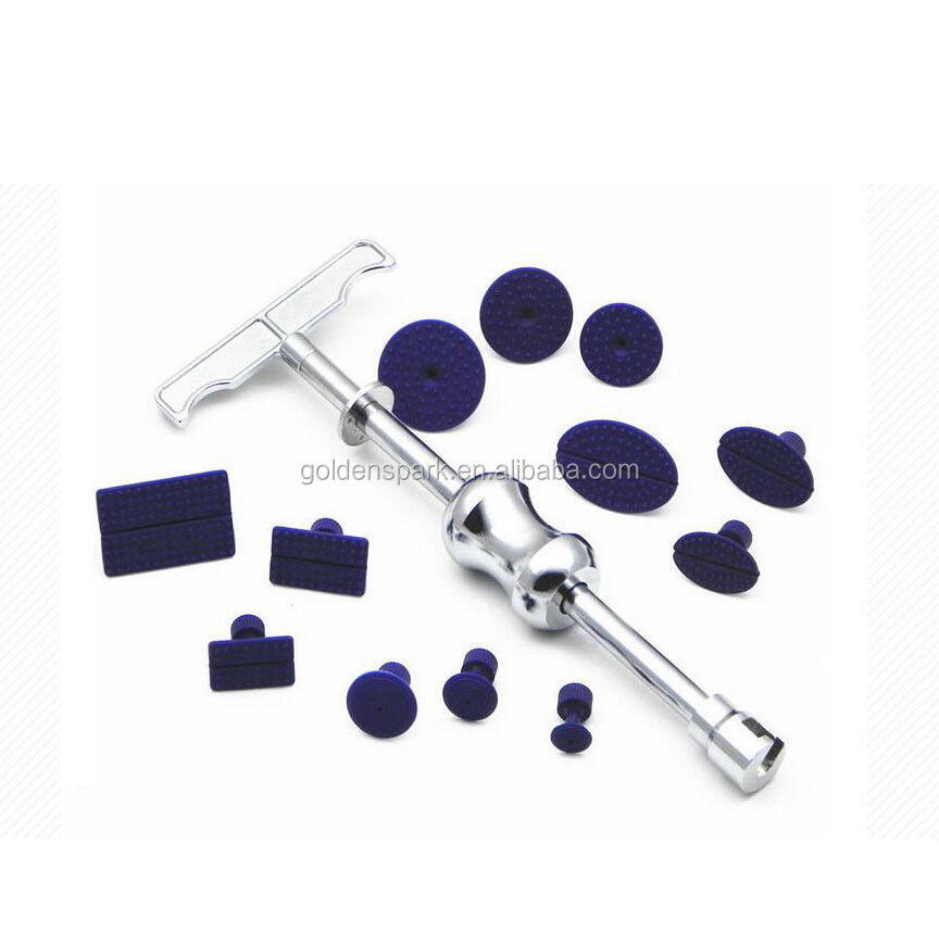 Car Body Paint less Dent Repair Removal Tools T-Type Lifter Puller + 12 Glue Tabs