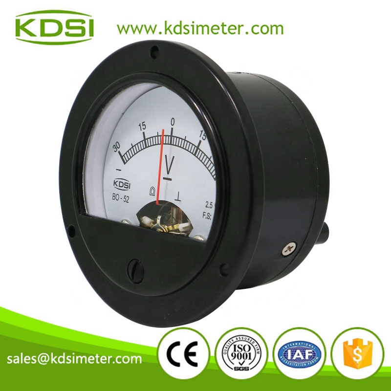 Круглый Мини-измеритель BO-52 DC +-30V Вольтметр с центром в нуле